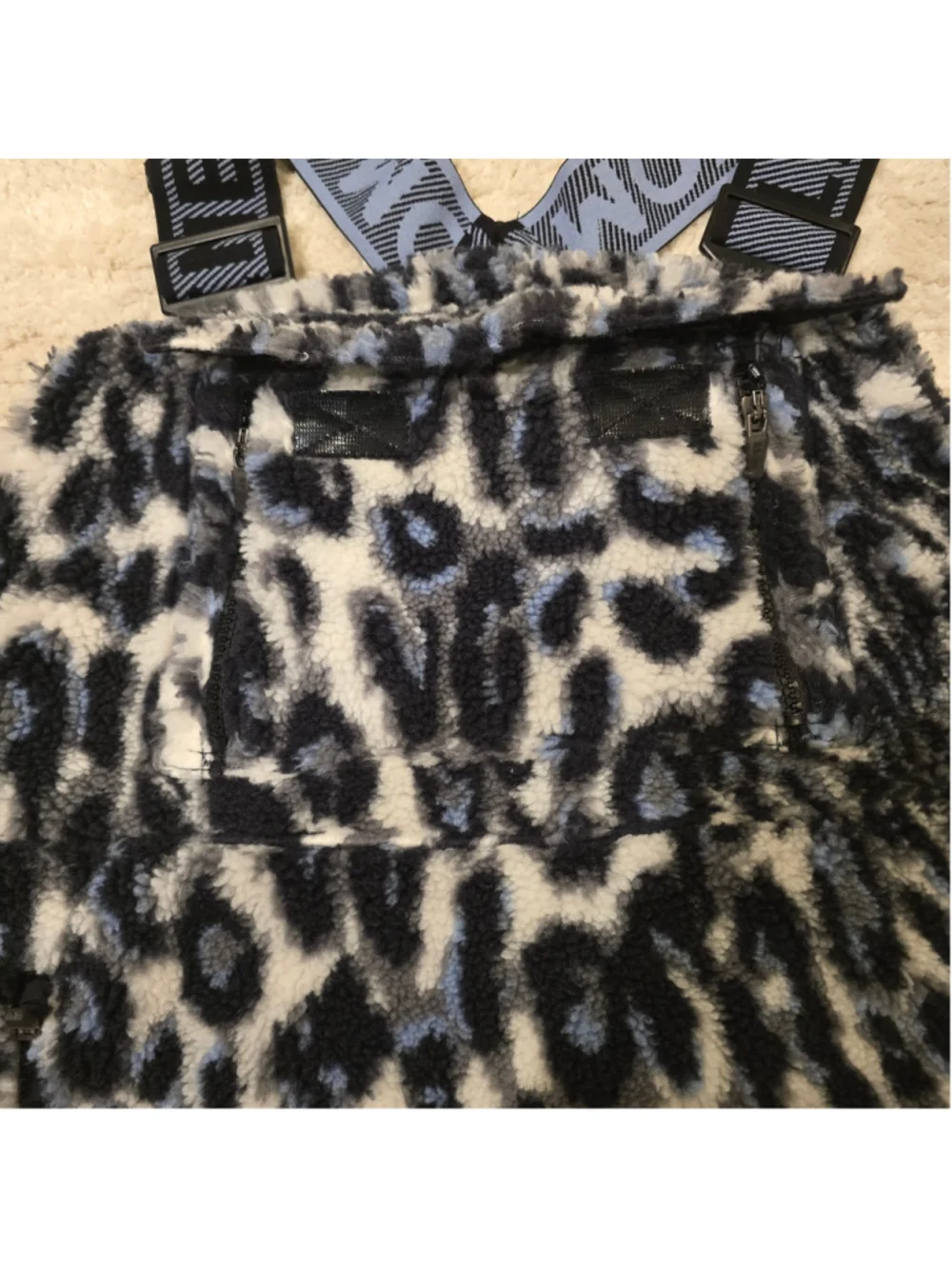 Women's Free People Leopard Print Fleece Overalls Black White Size XS